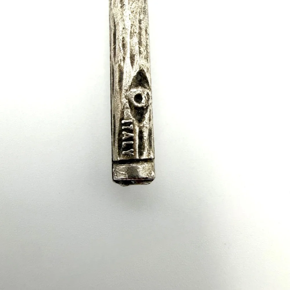 Vintage Italy Silver Tone Bark Large Jesus Crucifix Pendant INRI 4 Inch Goth